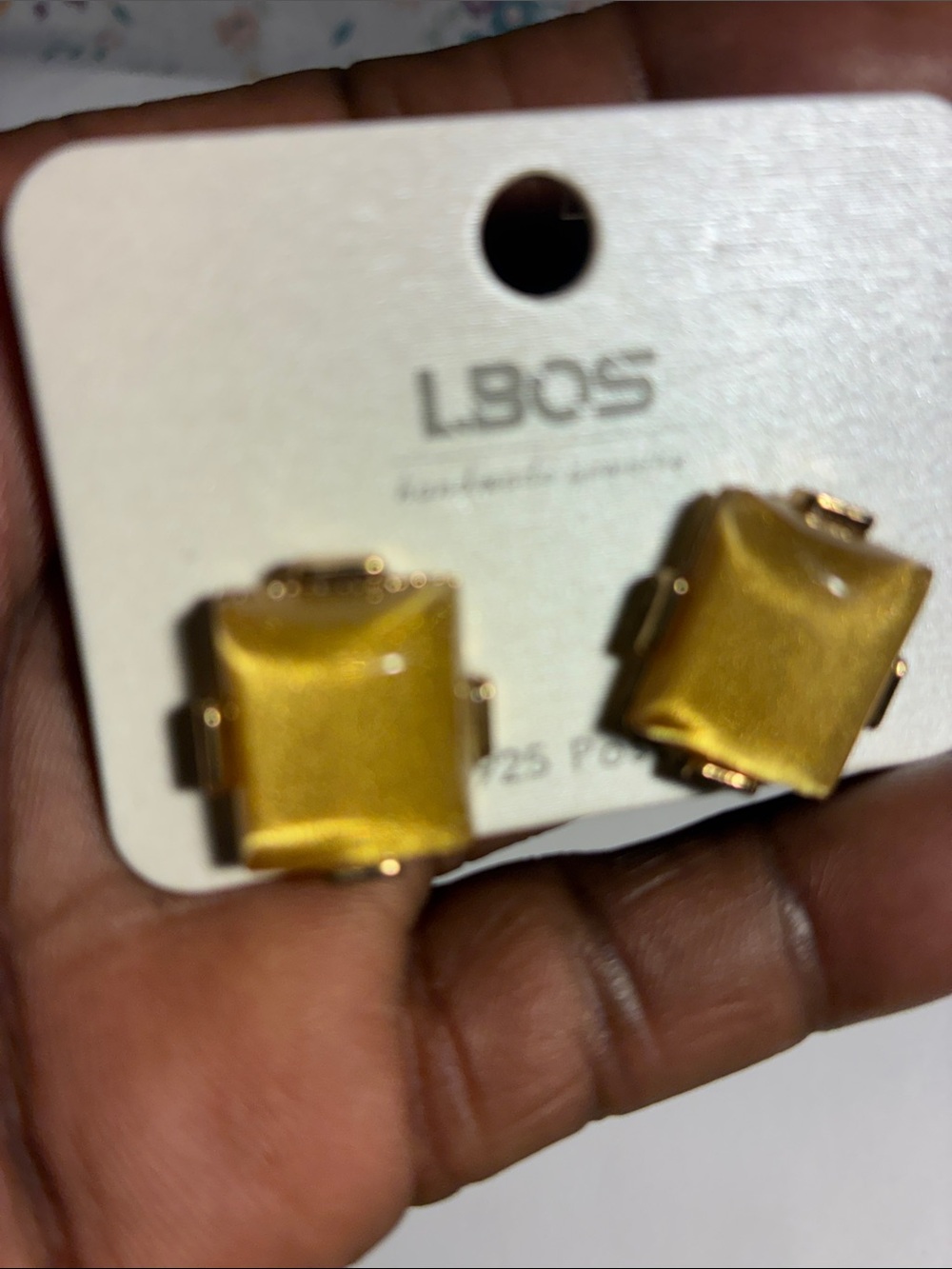 Gold-Tone Square Dome Stud Earrings by